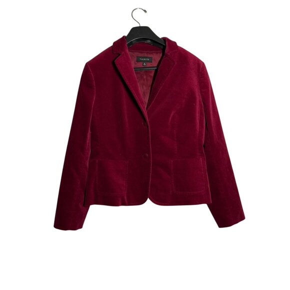 Talbots Burgundy Velvet Blazer Jacket Womens Size 16 Button Closure - Picture 1 of 7